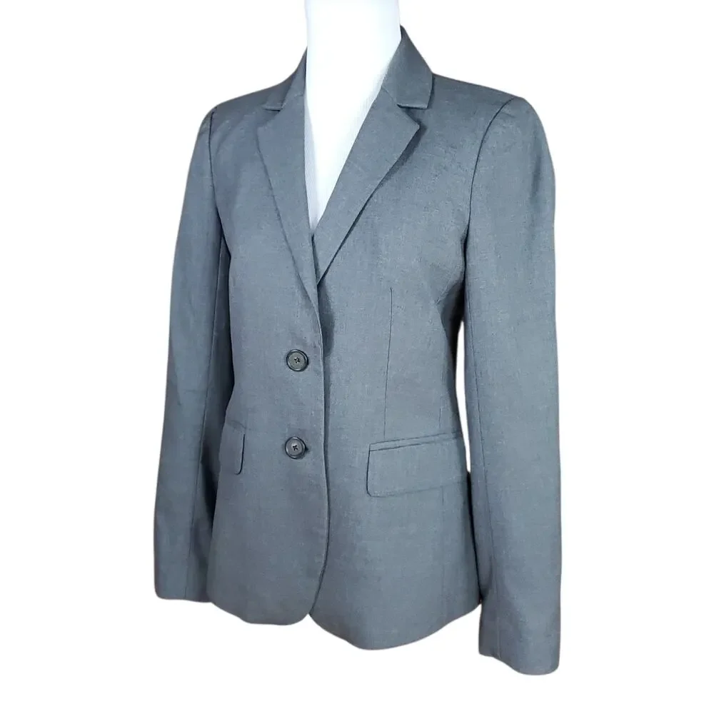 J. Crew Gray Preppy Ivy League Blazer Jacket Super 120s 100% Wool 23346 Sz 2